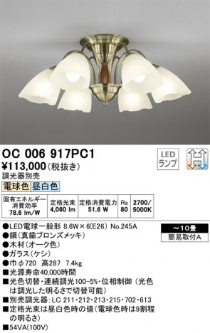 ODELIC �����ǥ�å� �����ǥꥢ OC006917PC1 �ᥤ��̿�