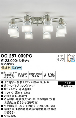 ODELIC �����ǥ�å� �����ǥꥢ OC257009PC �ᥤ��̿�