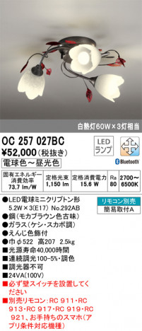 ODELIC �����ǥ�å� �����ǥꥢ OC257027BC �ᥤ��̿�