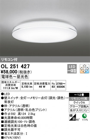 ODELIC �����ǥ�å� ������󥰥饤�� OL251427 �ᥤ��̿�