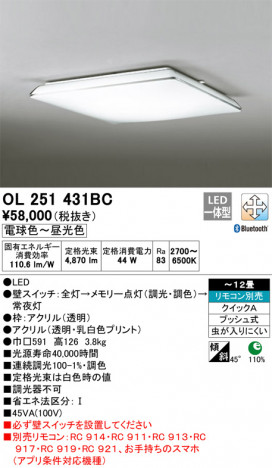 ODELIC �����ǥ�å� ������󥰥饤�� OL251431BC �ᥤ��̿�