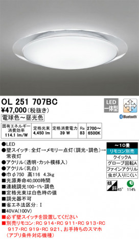 ODELIC �����ǥ�å� ������󥰥饤�� OL251707BC �ᥤ��̿�