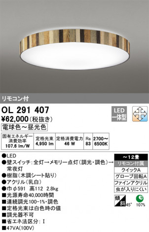 ODELIC �����ǥ�å� ������󥰥饤�� OL291407 �ᥤ��̿�