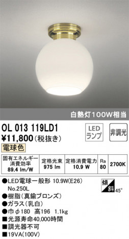 ODELIC �����ǥ�å� ����������󥰥饤�� OL013119LD1 �ᥤ��̿�