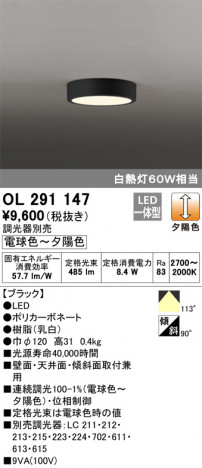 ODELIC �����ǥ�å� ����������󥰥饤�� OL291147 �ᥤ��̿�