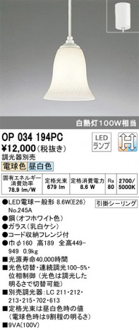 ODELIC �����ǥ�å� �ڥ����ȥ饤�� OP034194PC �ᥤ��̿�