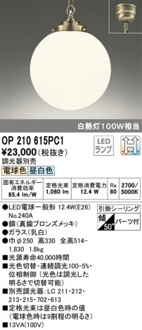 ODELIC �����ǥ�å� �ڥ����ȥ饤�� OP210615PC1 �ᥤ��̿�