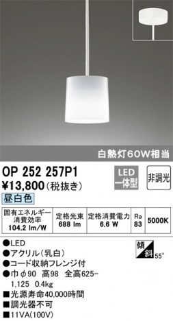 ODELIC �����ǥ�å� �ڥ����ȥ饤�� OP252257P1 �ᥤ��̿�