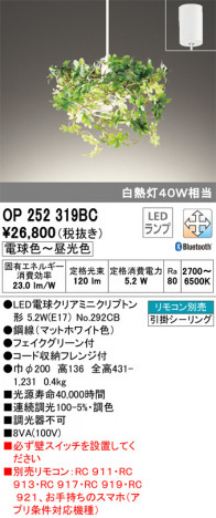 ODELIC �����ǥ�å� �ڥ����ȥ饤�� OP252319BC �ᥤ��̿�