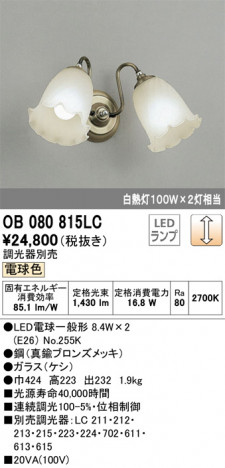 ODELIC �����ǥ�å� �֥饱�å� OB080815LC �ᥤ��̿�