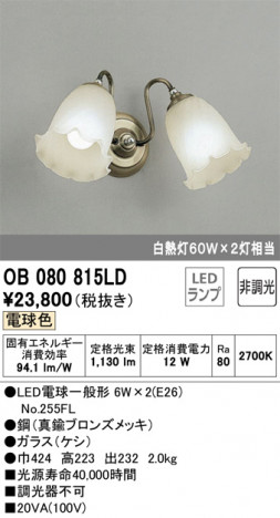 ODELIC �����ǥ�å� �֥饱�å� OB080815LD �ᥤ��̿�