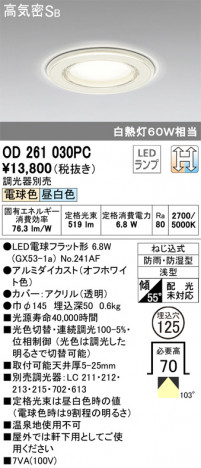 ODELIC �����ǥ�å� �Х��롼��饤�� OD261030PC �ᥤ��̿�