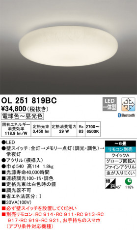 ODELIC �����ǥ�å� ������󥰥饤�� OL251819BC �ᥤ��̿�