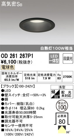 ODELIC �����ǥ�å� ������饤�� OD261267P1 �ᥤ��̿�