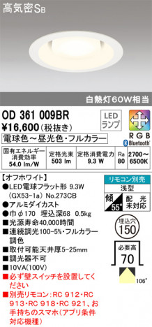 ODELIC �����ǥ�å� ������饤�� OD361009BR �ᥤ��̿�