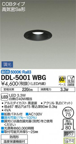 ���ʼ̿� | DAIKO ����ŵ� ������饤��(��������) DDL-5001WBG | ���������̿����䡦����ƥꥢ���������Ρڥ饤�ȥ��������