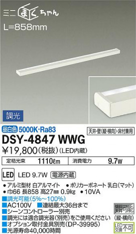 ���ʼ̿� | DAIKO ����ŵ� ���ܾ����Ѵ�� DSY-4847WWG | ���������̿����䡦����ƥꥢ���������Ρڥ饤�ȥ��������