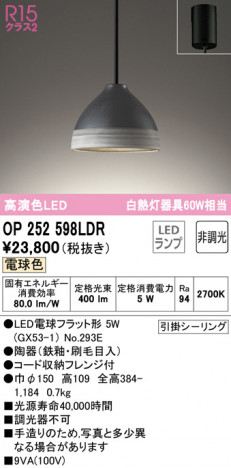 ODELIC �����ǥ�å� �ڥ����ȥ饤�� OP252598LDR �ᥤ��̿�