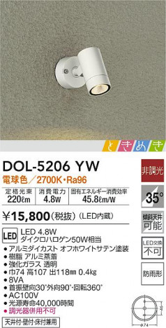 ���ʼ̿�|DAIKO ����ŵ� �����ȥɥ����ݥå� DOL-5206YW