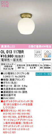 ODELIC �����ǥ�å� ����������󥰥饤�� OL013117BR �ᥤ��̿�