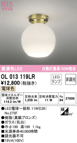 ODELIC �����ǥ�å� ����������󥰥饤�� OL013119LR �ᥤ��̿�