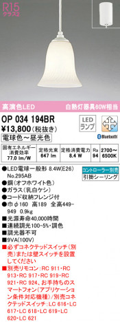 ODELIC �����ǥ�å� �ڥ����ȥ饤�� OP034194BR �ᥤ��̿�