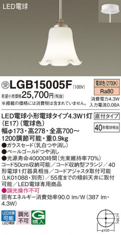 Panasonic �ڥ����� LGB15005F �ᥤ��̿�