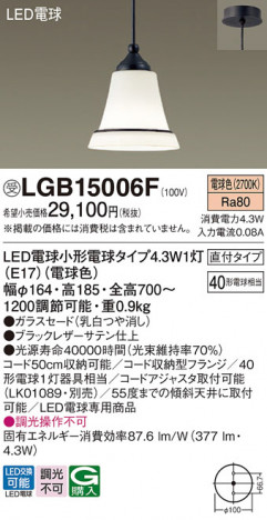 Panasonic �ڥ����� LGB15006F �ᥤ��̿�