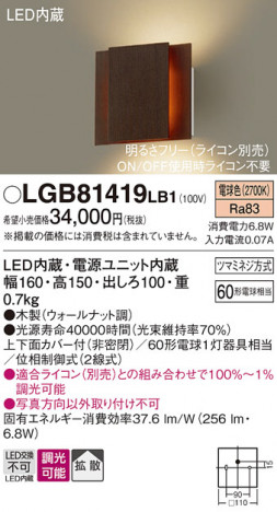 Panasonic ֥饱å LGB81419LB1 ᥤ̿