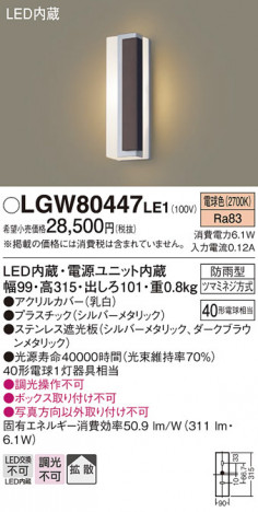 Panasonic �������ƥꥢ�饤�� LGW80447LE1 �ᥤ��̿�