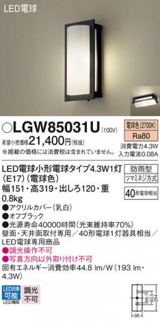 Panasonic �������ƥꥢ�饤�� LGW85031U �ᥤ��̿�