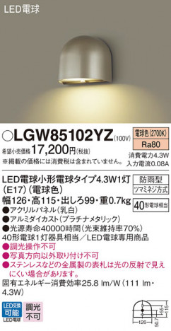 Panasonic �������ƥꥢ�饤�� LGW85102YZ �ᥤ��̿�