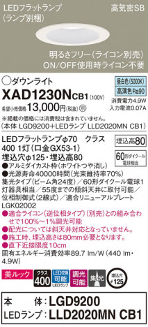 Panasonic 饤 XAD1230NCB1 ᥤ̿