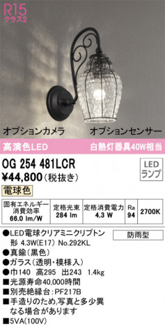 ODELIC ǥå ƥꥢ饤 OG254481LCR ᥤ̿