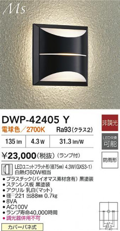 ʼ̿ | DAIKO ŵ LEDȥɥ֥饱å DWP-42405Y