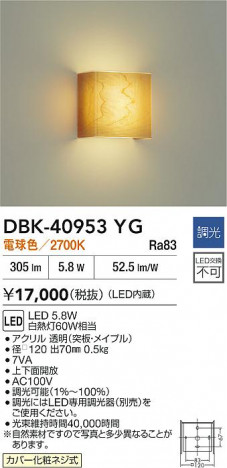 ʼ̿|DAIKO ŵ LED֥饱å DBK-40953YG