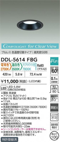 ʼ̿|DAIKO ŵ LEDإ饤 DDL-5614FBG