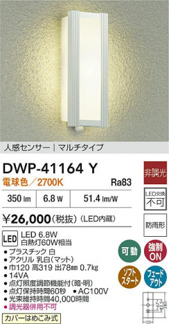 ʼ̿|DAIKO ŵ LEDʹ󥵡եȥɥ饤 DWP-41164Y