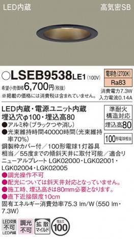Panasonic 饤 LSEB9538LE1 ᥤ̿