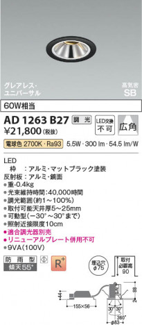 β Koizumi ߾ LEDⵤ̩SB˥С饤 AD1263B27