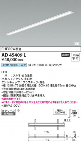 β Koizumi ߾ LED SBå饤 AD45409L