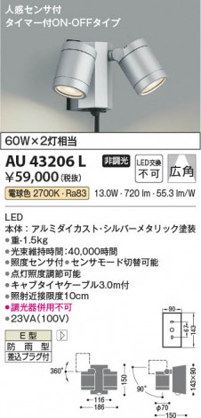 β Koizumi ߾ LEDƥꥢݥåȥ饤 AU43206L