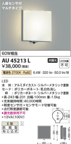 β Koizumi ߾ LEDɱ֥饱å AU45213L