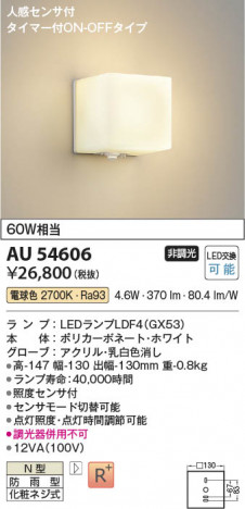 β Koizumi ߾ LEDɱ֥饱å AU54606