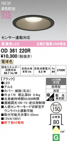 ODELIC ǥå ƥꥢ饤 OD361220R ᥤ̿