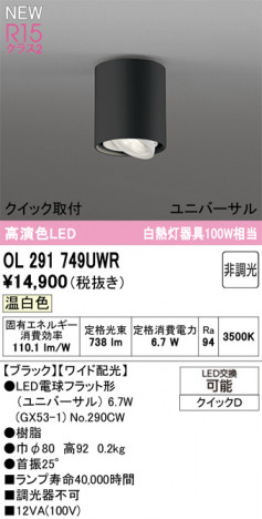 ñ�ʲ���ODELIC �����ǥ�å� LED ����������󥰥饤�� OL291749UWR | ���������̿����䡦����ƥꥢ���������Ρڥ饤�ȥ��������