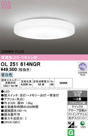 ñ�ʲ���ODELIC �����ǥ�å� LED ������󥰥饤�� OL251614NGR | ���������̿����䡦����ƥꥢ���������Ρڥ饤�ȥ��������