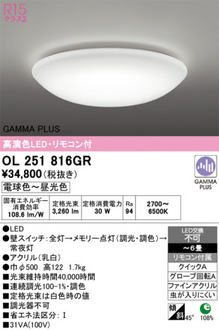 ñ�ʲ���ODELIC �����ǥ�å� LED ������󥰥饤�� OL251816GR | ���������̿����䡦����ƥꥢ���������Ρڥ饤�ȥ��������