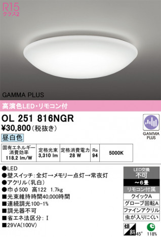 ñ�ʲ���ODELIC �����ǥ�å� LED ������󥰥饤�� OL251816NGR | ���������̿����䡦����ƥꥢ���������Ρڥ饤�ȥ��������