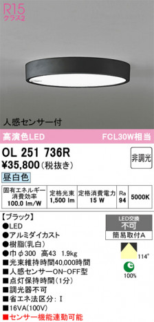 ñ�ʲ���ODELIC �����ǥ�å� LED ����������󥰥饤�� OL251736R | ���������̿����䡦����ƥꥢ���������Ρڥ饤�ȥ��������